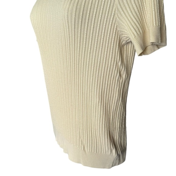 Ralph Lauren Purple Label Sweater Blouse Women's SZ.
L Cream Wool Silk Ribbed - Picture 9 of 16